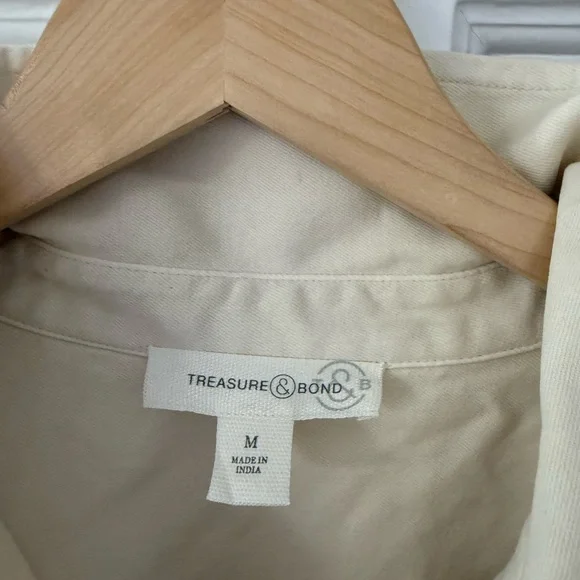 NWT  Treasure + Bond Woven Polo Shift Dress Stone Khaki Beige Medium M - Picture 3 of 4